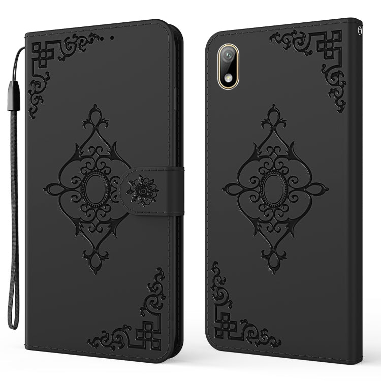 For Huawei Y5 (2019) Embossed Fortune Flower Pattern Horizontal Flip Leather Case with Holder & Card Slot & Wallet & Lanyard