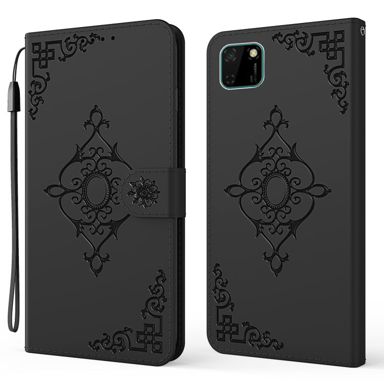 For Huawei Y5p Embossed Fortune Flower Pattern Horizontal Flip Leather Case with Holder & Card Slot & Wallet & Lanyard