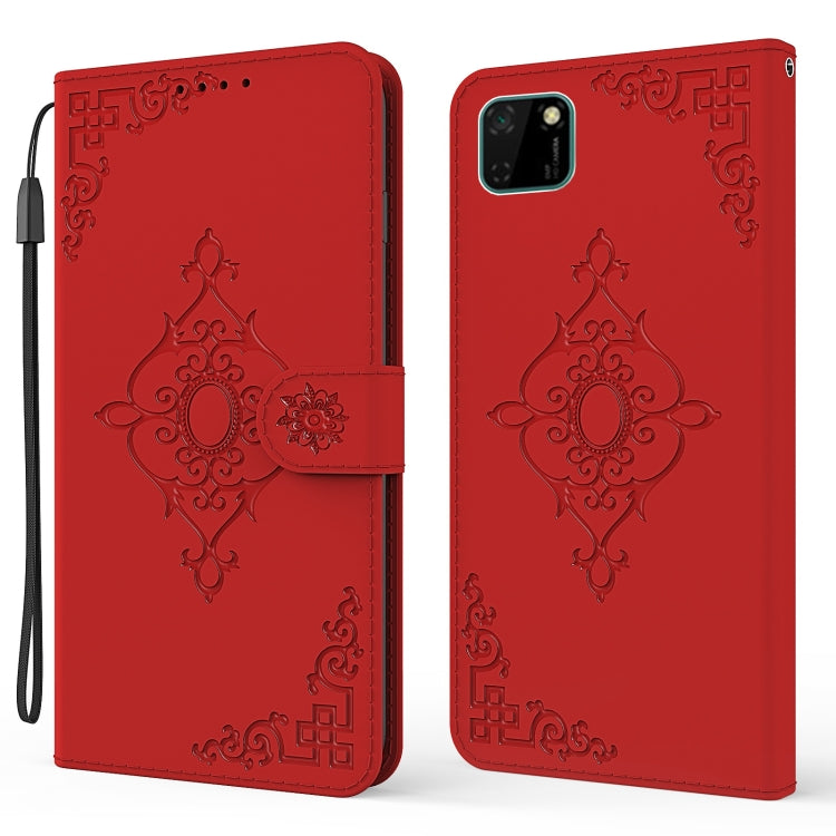 For Huawei Y5p Embossed Fortune Flower Pattern Horizontal Flip Leather Case with Holder & Card Slot & Wallet & Lanyard