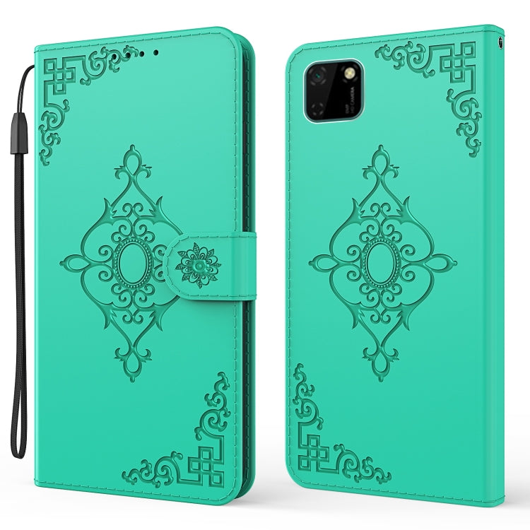 For Huawei Y5p Embossed Fortune Flower Pattern Horizontal Flip Leather Case with Holder & Card Slot & Wallet & Lanyard