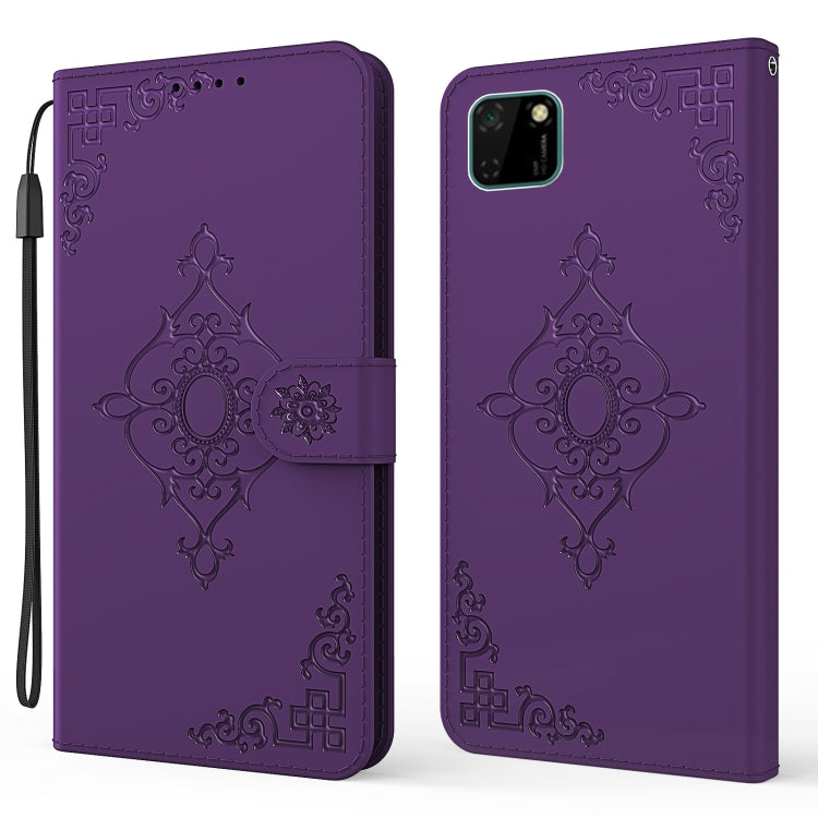 For Huawei Y5p Embossed Fortune Flower Pattern Horizontal Flip Leather Case with Holder & Card Slot & Wallet & Lanyard
