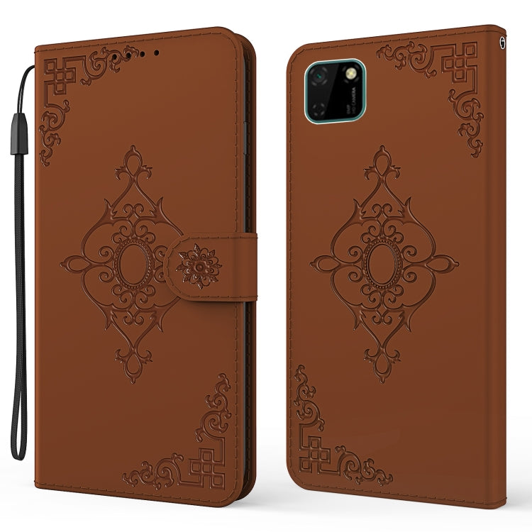 For Huawei Y5p Embossed Fortune Flower Pattern Horizontal Flip Leather Case with Holder & Card Slot & Wallet & Lanyard