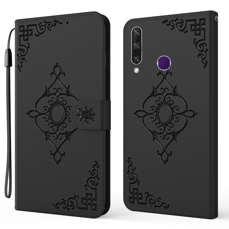 For Huawei Y6p Embossed Fortune Flower Pattern Horizontal Flip Leather Case with Holder & Card Slot & Wallet & Lanyard