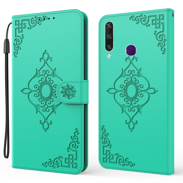 For Huawei Y6p Embossed Fortune Flower Pattern Horizontal Flip Leather Case with Holder & Card Slot & Wallet & Lanyard