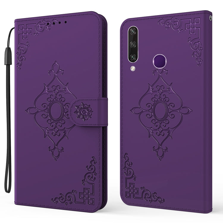 For Huawei Y6p Embossed Fortune Flower Pattern Horizontal Flip Leather Case with Holder & Card Slot & Wallet & Lanyard