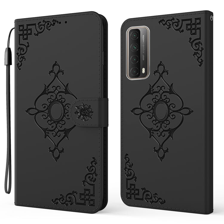 For Huawei P smart 2021 / Y7a Embossed Fortune Flower Pattern Horizontal Flip Leather Case with Holder & Card Slot & Wallet & Lanyard