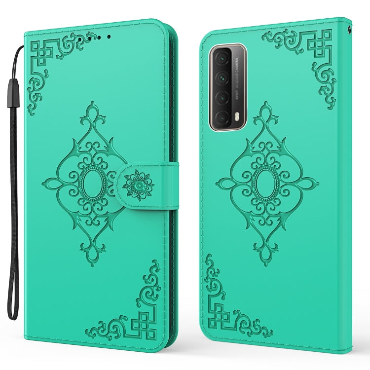 For Huawei P smart 2021 / Y7a Embossed Fortune Flower Pattern Horizontal Flip Leather Case with Holder & Card Slot & Wallet & Lanyard