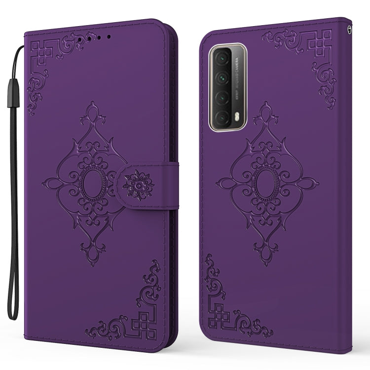 For Huawei P smart 2021 / Y7a Embossed Fortune Flower Pattern Horizontal Flip Leather Case with Holder & Card Slot & Wallet & Lanyard