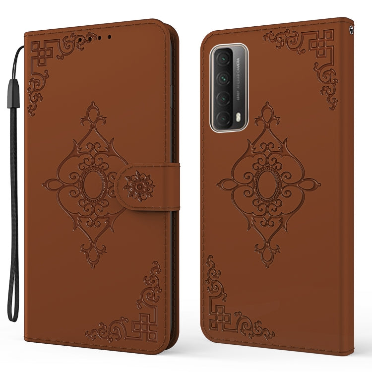 For Huawei P smart 2021 / Y7a Embossed Fortune Flower Pattern Horizontal Flip Leather Case with Holder & Card Slot & Wallet & Lanyard
