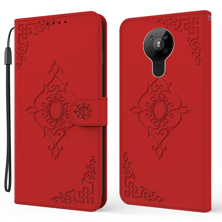 For Nokia 5.3 Embossed Fortune Flower Pattern Horizontal Flip Leather Case with Holder & Card Slot & Wallet & Lanyard