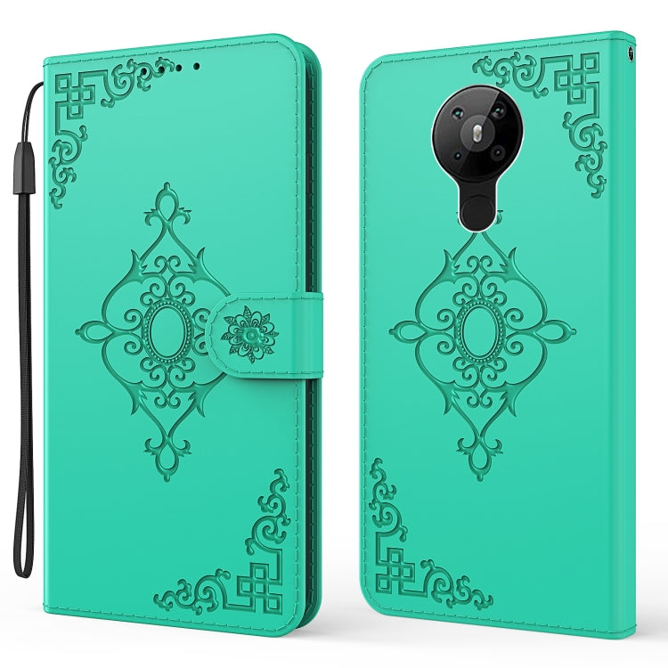 For Nokia 5.3 Embossed Fortune Flower Pattern Horizontal Flip Leather Case with Holder & Card Slot & Wallet & Lanyard