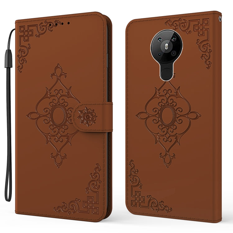 For Nokia 5.3 Embossed Fortune Flower Pattern Horizontal Flip Leather Case with Holder & Card Slot & Wallet & Lanyard