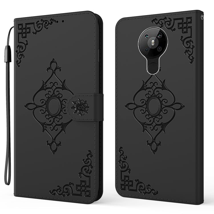 For Nokia 6.2 / 7.2 Embossed Fortune Flower Pattern Horizontal Flip Leather Case with Holder & Card Slot & Wallet & Lanyard