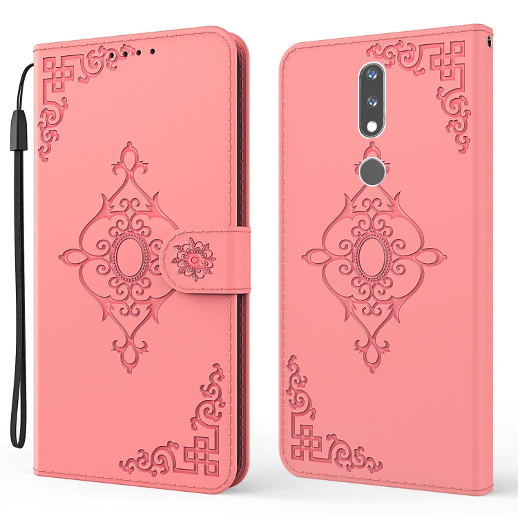 For Nokia 2.4 Embossed Fortune Flower Pattern Horizontal Flip Leather Case with Holder & Card Slot & Wallet & Lanyard