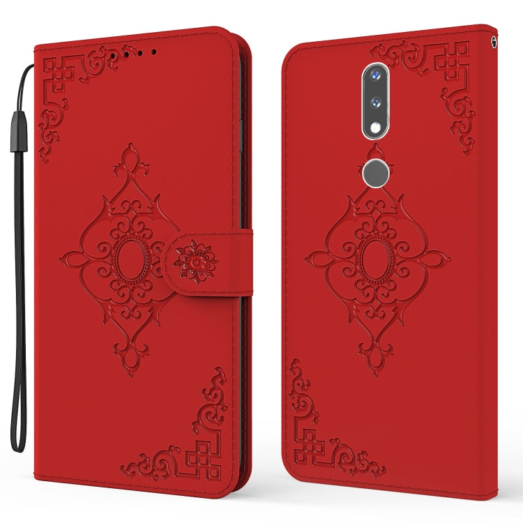 For Nokia 2.4 Embossed Fortune Flower Pattern Horizontal Flip Leather Case with Holder & Card Slot & Wallet & Lanyard