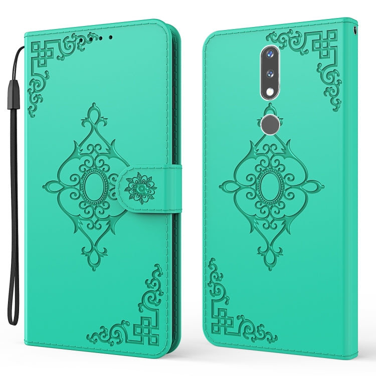 For Nokia 2.4 Embossed Fortune Flower Pattern Horizontal Flip Leather Case with Holder & Card Slot & Wallet & Lanyard