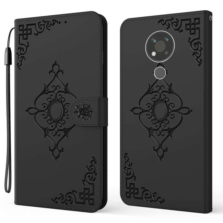 For Nokia 3.4 Embossed Fortune Flower Pattern Horizontal Flip Leather Case with Holder & Card Slot & Wallet & Lanyard