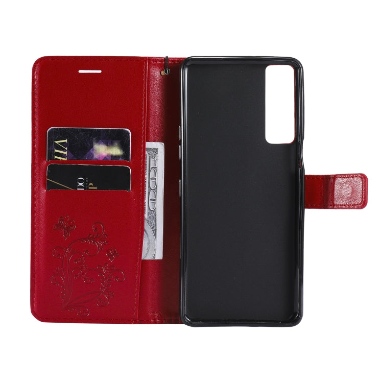 For LG Stylo 7 5G / 4G Pressed Printing Butterfly Pattern Horizontal Flip PU Leather Case with Holder & Card Slots & Wallet & Lanyard