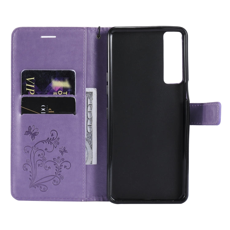 For LG Stylo 7 5G / 4G Pressed Printing Butterfly Pattern Horizontal Flip PU Leather Case with Holder & Card Slots & Wallet & Lanyard