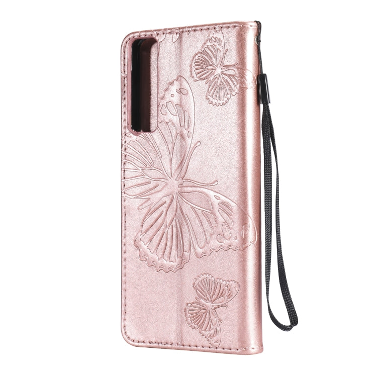 For LG Stylo 7 5G / 4G Pressed Printing Butterfly Pattern Horizontal Flip PU Leather Case with Holder & Card Slots & Wallet & Lanyard