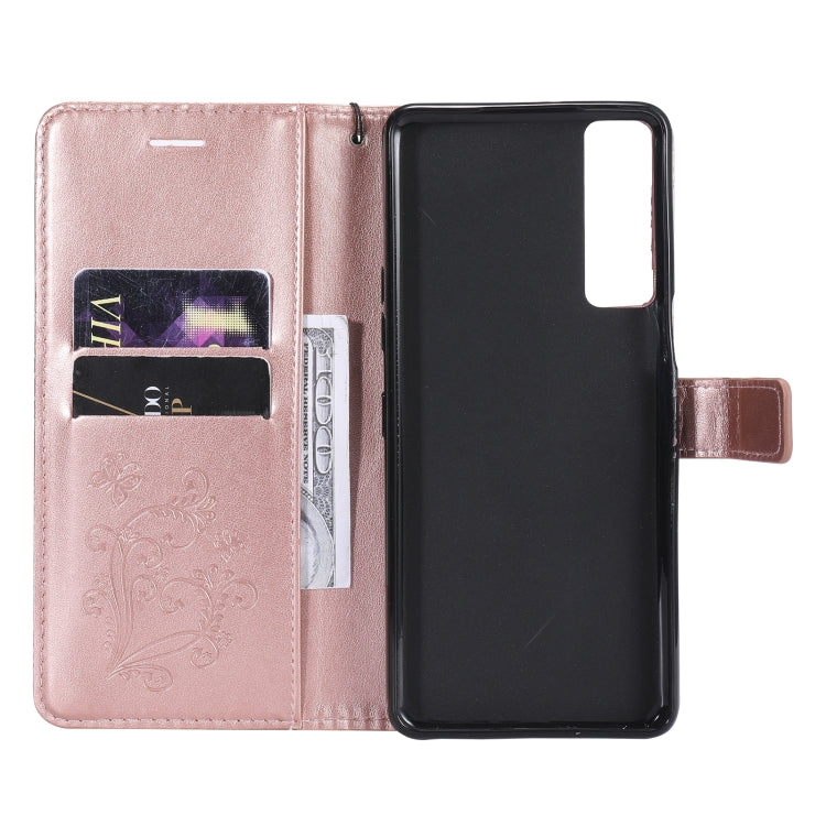 For LG Stylo 7 5G / 4G Pressed Printing Butterfly Pattern Horizontal Flip PU Leather Case with Holder & Card Slots & Wallet & Lanyard