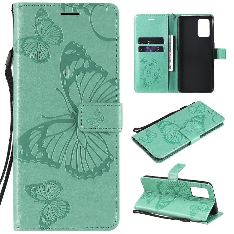 For OPPO A74 4G / F19 4G Pressed Printing Butterfly Pattern Horizontal Flip PU Leather Case with Holder & Card Slots & Wallet & Lanyard