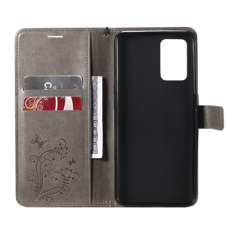 For OPPO A74 4G / F19 4G Pressed Printing Butterfly Pattern Horizontal Flip PU Leather Case with Holder & Card Slots & Wallet & Lanyard