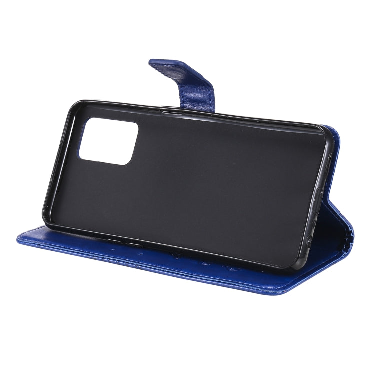 For OPPO A74 4G / F19 4G Pressed Printing Butterfly Pattern Horizontal Flip PU Leather Case with Holder & Card Slots & Wallet & Lanyard