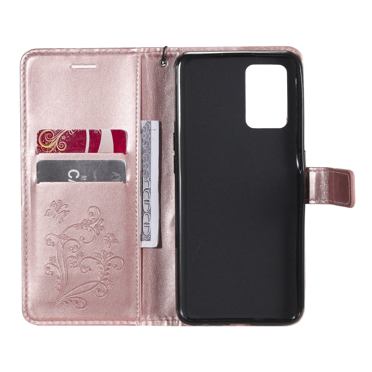 For OPPO A74 4G / F19 4G Pressed Printing Butterfly Pattern Horizontal Flip PU Leather Case with Holder & Card Slots & Wallet & Lanyard