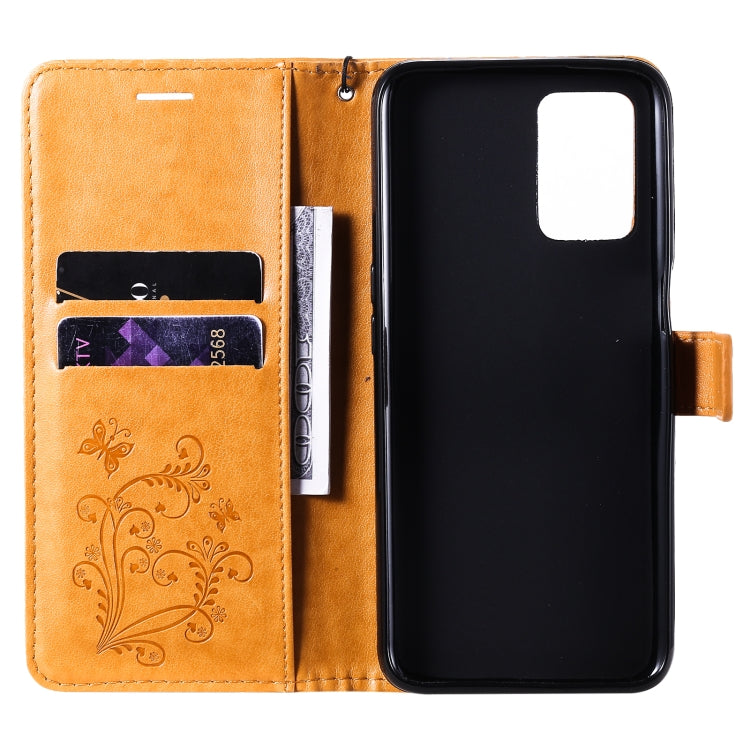 For OPPO Realme V13 Pressed Printing Butterfly Pattern Horizontal Flip PU Leather Case with Holder & Card Slots & Wallet & Lanyard