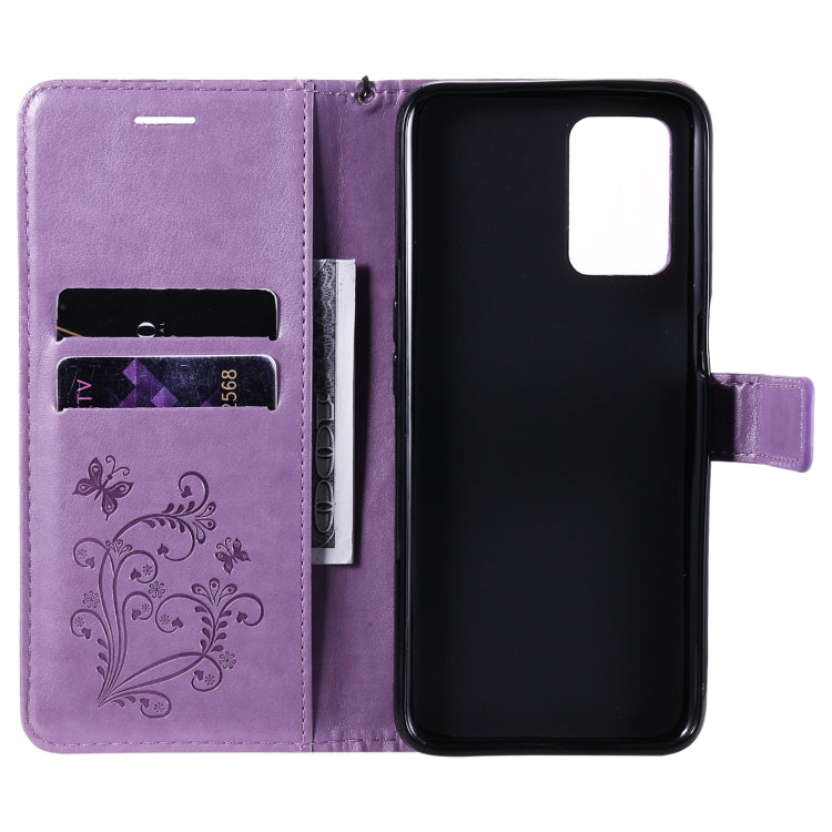 For OPPO Realme V13 Pressed Printing Butterfly Pattern Horizontal Flip PU Leather Case with Holder & Card Slots & Wallet & Lanyard