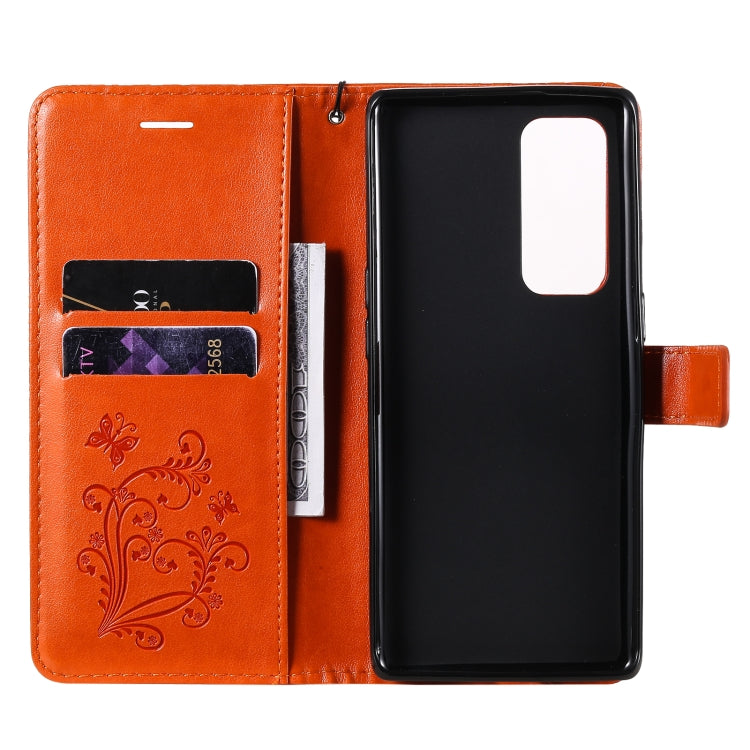 For OPPO Reno5 Pro+ 5G / Find X3 Neo Pressed Printing Butterfly Pattern Horizontal Flip PU Leather Case with Holder & Card Slots & Wallet & Lanyard