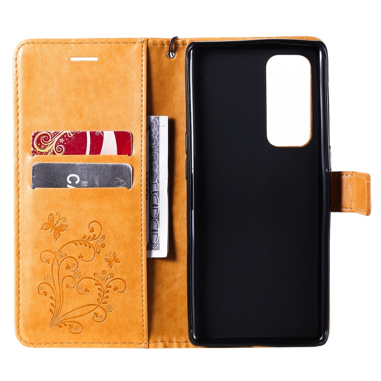 For OPPO Reno5 Pro+ 5G / Find X3 Neo Pressed Printing Butterfly Pattern Horizontal Flip PU Leather Case with Holder & Card Slots & Wallet & Lanyard