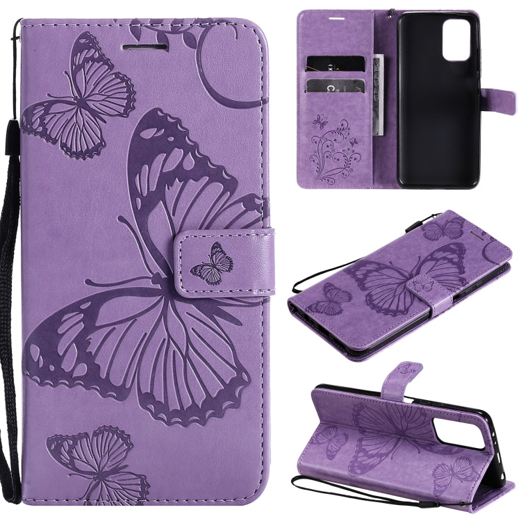 For Xiaomi Redmi Note 10 4G Pressed Printing Butterfly Pattern Horizontal Flip PU Leather Case with Holder & Card Slots & Wallet & Lanyard