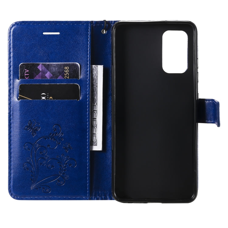 For Samsung Galaxy A32 4G Pressed Printing Butterfly Pattern Horizontal Flip PU Leather Case with Holder & Card Slots & Wallet & Lanyard