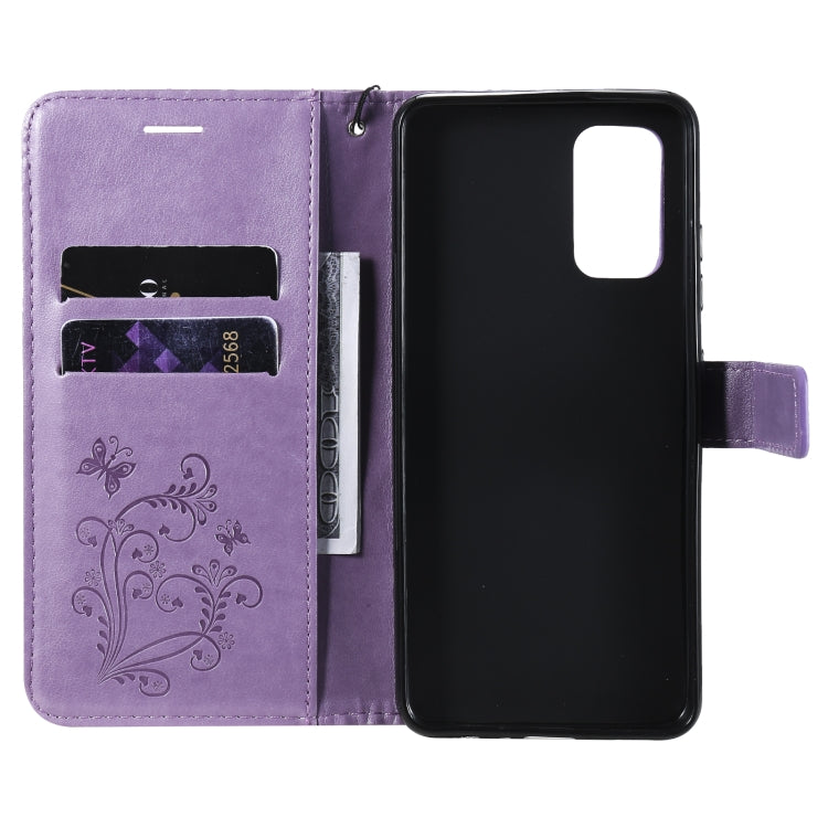 For Samsung Galaxy A32 4G Pressed Printing Butterfly Pattern Horizontal Flip PU Leather Case with Holder & Card Slots & Wallet & Lanyard