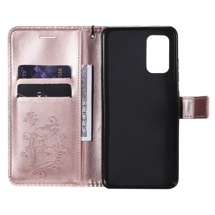 For Samsung Galaxy A32 4G Pressed Printing Butterfly Pattern Horizontal Flip PU Leather Case with Holder & Card Slots & Wallet & Lanyard