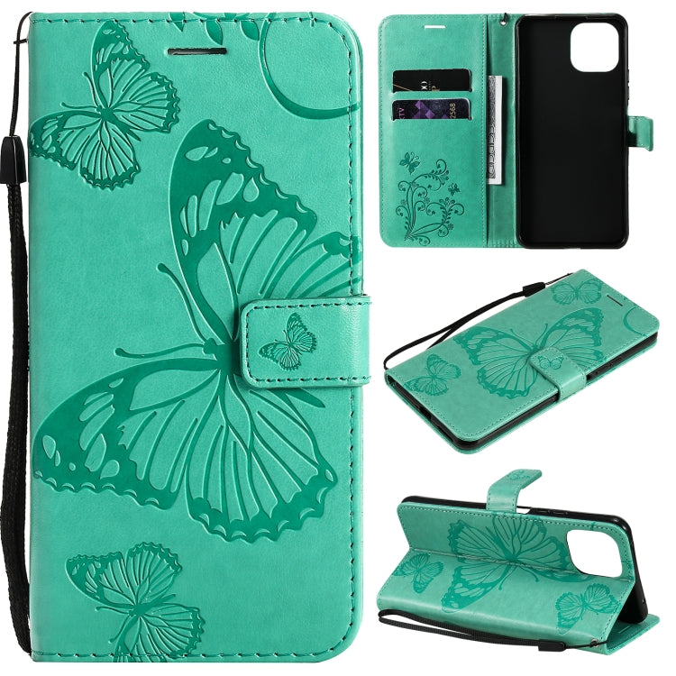 For Xiaomi Mi 11 Lite Pressed Printing Butterfly Pattern Horizontal Flip PU Leather Case with Holder & Card Slots & Wallet & Lanyard