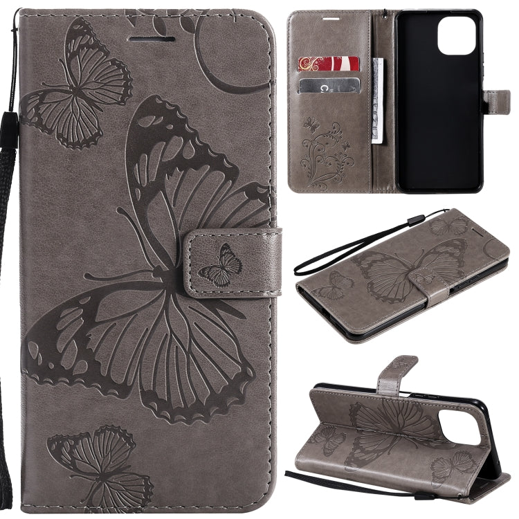 For Xiaomi Mi 11 Lite Pressed Printing Butterfly Pattern Horizontal Flip PU Leather Case with Holder & Card Slots & Wallet & Lanyard