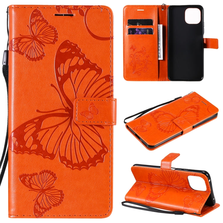 For Xiaomi Mi 11 Lite Pressed Printing Butterfly Pattern Horizontal Flip PU Leather Case with Holder & Card Slots & Wallet & Lanyard