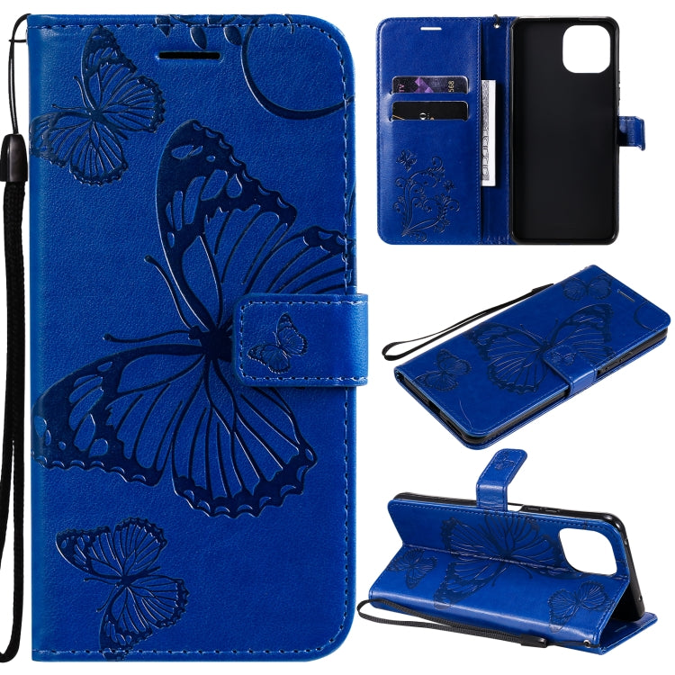 For Xiaomi Mi 11 Lite Pressed Printing Butterfly Pattern Horizontal Flip PU Leather Case with Holder & Card Slots & Wallet & Lanyard