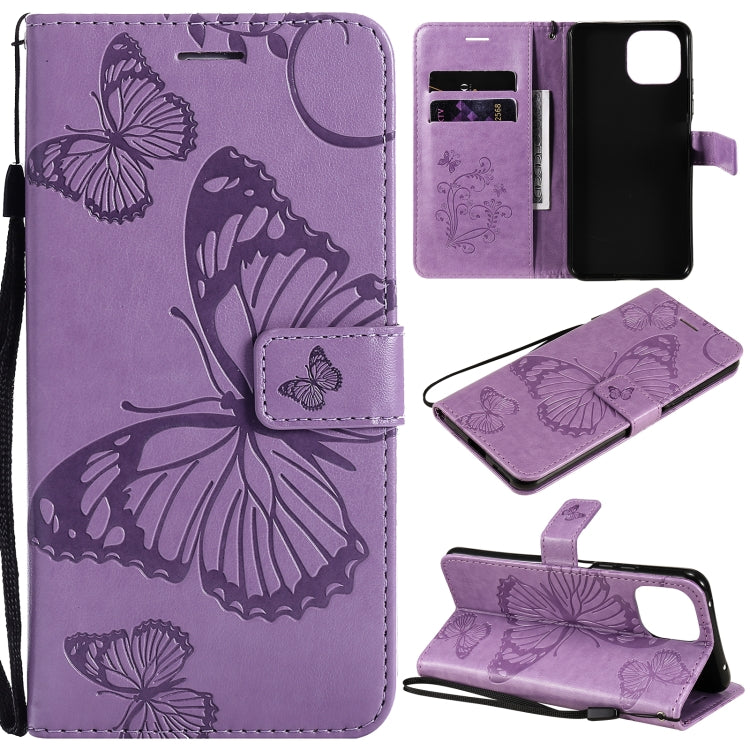 For Xiaomi Mi 11 Lite Pressed Printing Butterfly Pattern Horizontal Flip PU Leather Case with Holder & Card Slots & Wallet & Lanyard