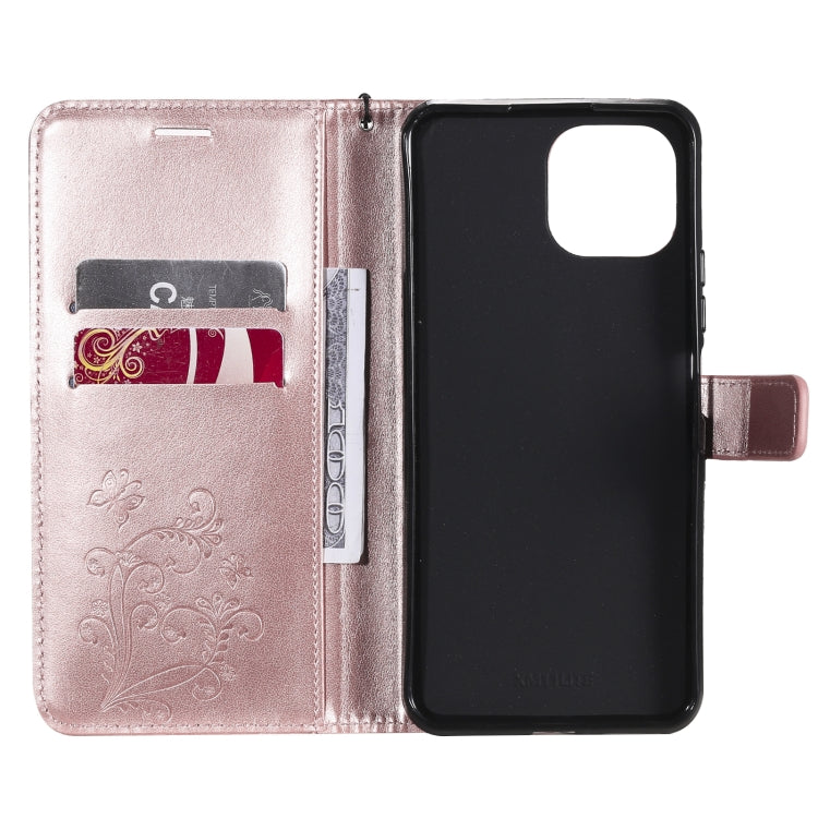 For Xiaomi Mi 11 Lite Pressed Printing Butterfly Pattern Horizontal Flip PU Leather Case with Holder & Card Slots & Wallet & Lanyard