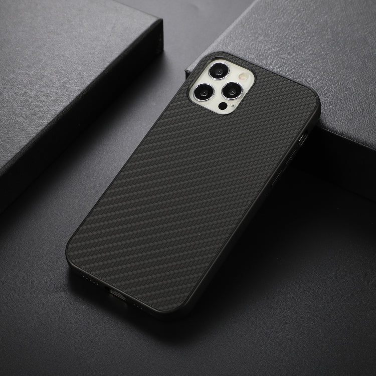 For iPhone 12 Pro Max Carbon Fiber Skin PU + PC + TPU Shockprof Protective Case