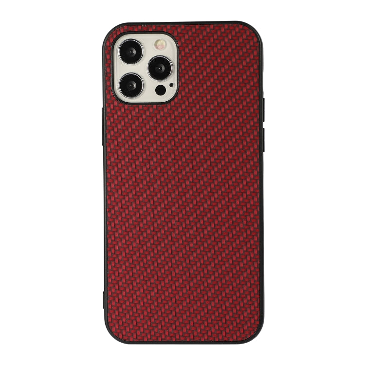 For iPhone 12 Pro Max Carbon Fiber Skin PU + PC + TPU Shockprof Protective Case