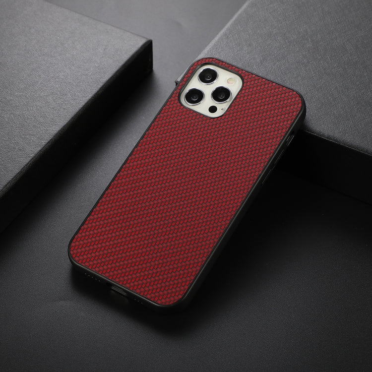 For iPhone 12 Pro Max Carbon Fiber Skin PU + PC + TPU Shockprof Protective Case