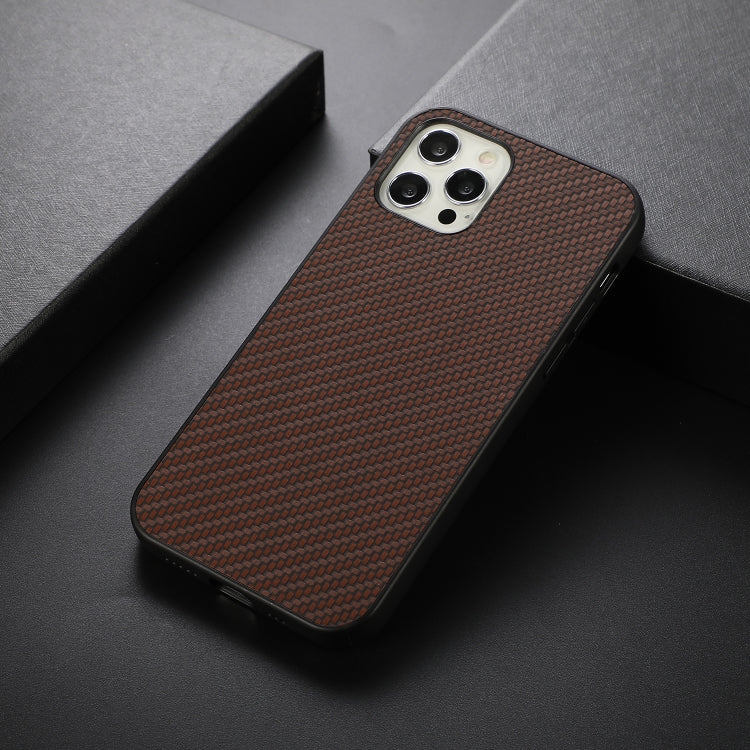 For iPhone 12 Pro Max Carbon Fiber Skin PU + PC + TPU Shockprof Protective Case