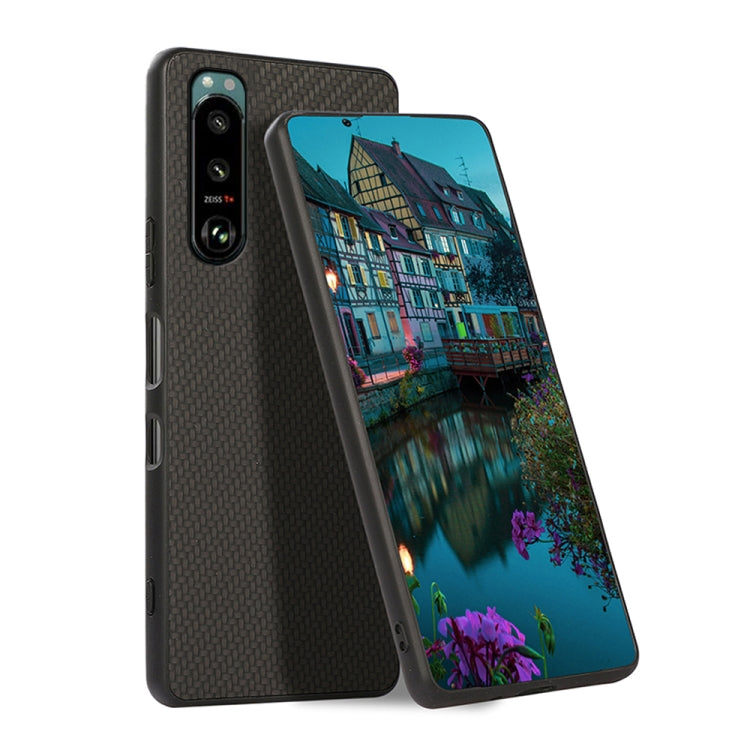 For Sony Xperia 5 III Carbon Fiber Skin PU + PC + TPU Shockprof Protective Case