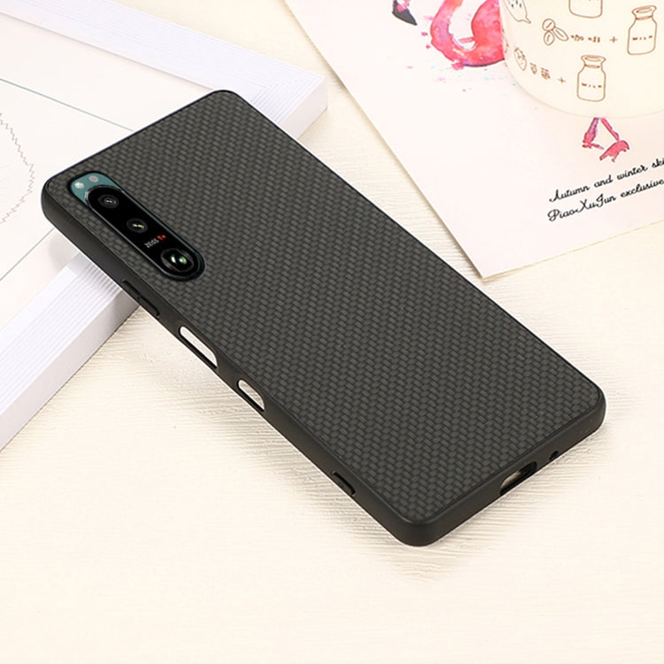 For Sony Xperia 5 III Carbon Fiber Skin PU + PC + TPU Shockprof Protective Case
