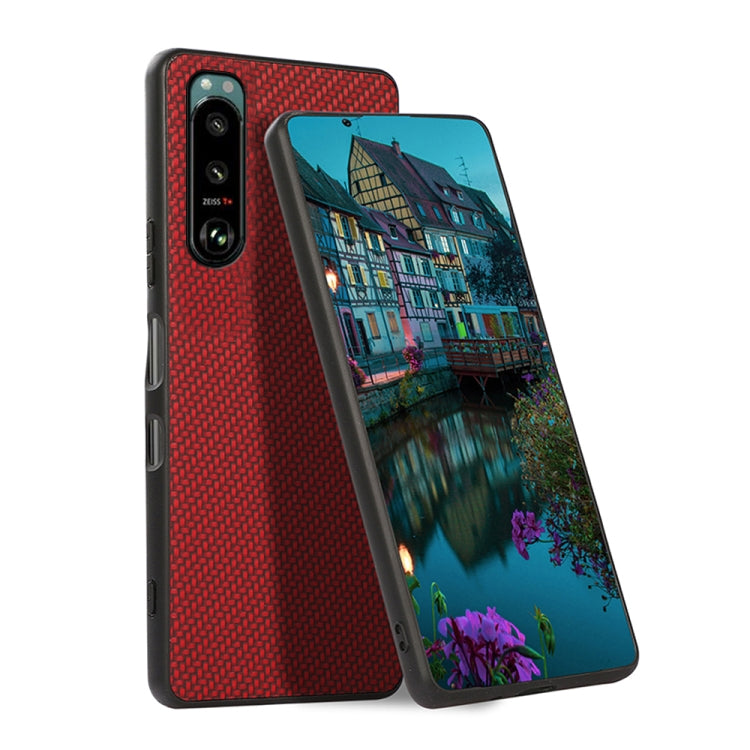 For Sony Xperia 5 III Carbon Fiber Skin PU + PC + TPU Shockprof Protective Case